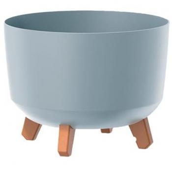 Macetero Prosperplast GRACIA Antracita con Relieve y Patas Extraíbles 29cm x 29cm x 22cm, capacidad 9,8 L, sin depósito