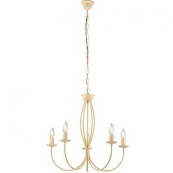 Lámpara de Araña Rústica de Hierro Decape Marfil 5 Luces 55x h53 cm