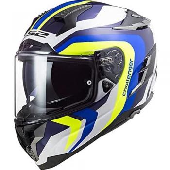 LS2 Challenger Galactic Casco de Moto, Unisex, Blanc Jaune Bleu, S