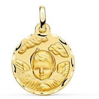 Ángel Niño en la nube medalla oro 18k unisex 18mm. bisel tallado