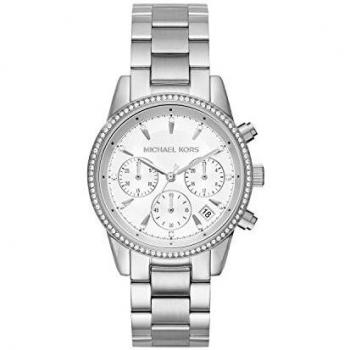 Michael Kors Women\'s Watch RITZ, 37 mm case size, Quartz Chronograph movement, Stainless Steel strap