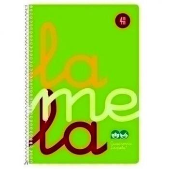 Cuaderno Espiral LAMELA Fluor, 4º 80 Hojas Cuadro 4 mm. Tapa Plástico (Verde