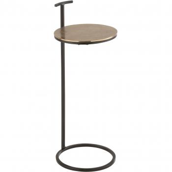 Mesa auxiliar Tania de aluminio negro y dorado, diámetro 25 cm