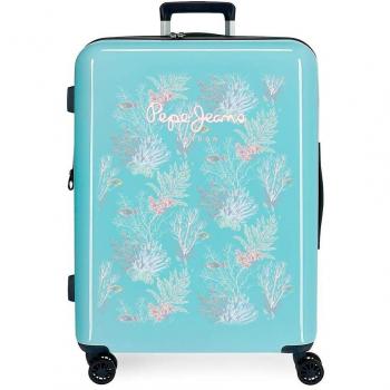 Pepe Jeans Taking off Maleta mediana Verde 48x70x26 cms Rígida ABS Cierre TSA 81L 4,2Kgs 4 Ruedas dobles Extensible