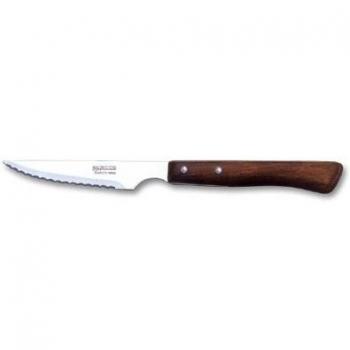 Arcos Serie Cuchillos de Mesa, Cuchillo Chuletero, Hoja Serrada de Acero Inoxidable Nitrum de 110 mm, Mango Madera comprimida Color Marrón