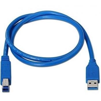 NANOCABLE 10.01.0802-BL - Cable USB 3.0 para Impresora, Tipo A/M-B/M, Macho-Macho, Azul, 2mts