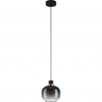 Lámpara Colgante Eglo Oilella de Vidrio y Metal, 1 Luz, Ø 19cm, Negro y Gris Ahumado