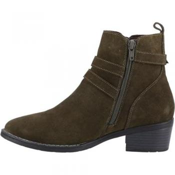 Hush Puppies Jenna Khaki Leather Women's Ankle Boots