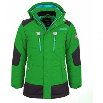 Trollkids Parka Infantil de Invierno con Forro Polar y Chaqueta de Esquí Narvik, Color Helecho Verde/Azul Talla 3 años