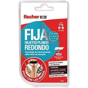 fischer 548842 Alfombrilla Anti-Deslizante Sclm Fija Planos Redondo blíster de 1 ud para Fijar Objetos a la Superficie, Horizontal y Vertical, Reutilizable, adherente, fácil aplicación, Azul