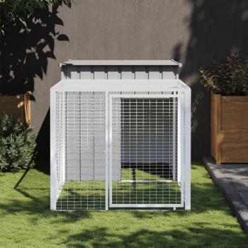 vidaXL Galvanised Steel Chicken Cage with Run, Light Grey, 110x201x110 cm