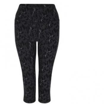 Dare2B Women's Quick-Drying 3/4 Gym Leggings in Black Dash Print