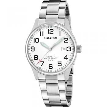 Reloj Calypso Basic K5860/1 Blanco Hombre, Caja de Acero Inoxidable 316L Plateado