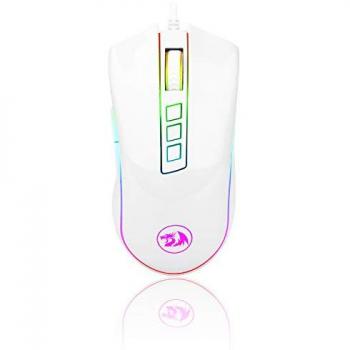 Redragon M711 Cobra Wired Gaming Mouse - 10,000 DPI, 7 Programmable Buttons, Ergonomic Design, Customizable RGB Lighting (White)