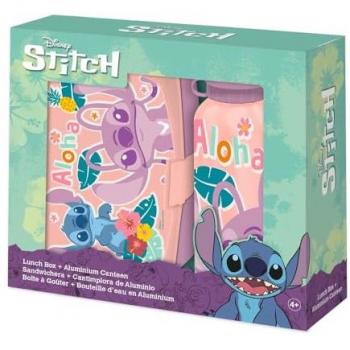 Conjunto Cantimplora de Aluminio Stitch 500ml + Sandwichera Disney