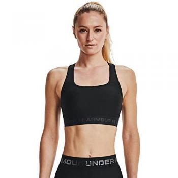 Under Armour Women's Crossback Mid Sports Bra - Black - Size 2XL - Medium Support with Removable Cups