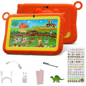 Tablet para Niños de 7 Pulgadas, con Memoria Escalable ,Tablet Infantil con Android 6.0,1GB RAM + 16GB ,Certificación de Google, Doble Cámara, con Funda de Silicona, Adecuado para Juegos Educativos.