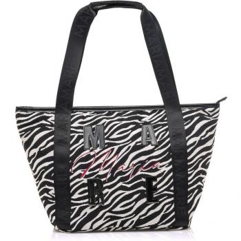 Mariamare Golder2 Bolso de Hombro para Mujer en Negro con Estampado Animalprint y Cierre de Cremallera