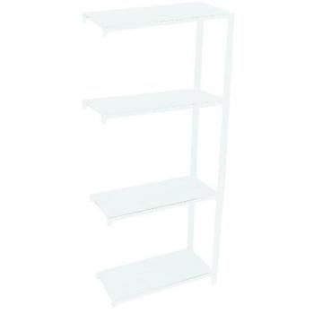 Estantería metálica sin tornillos Simon Rack, 4 alturas, dimensiones 1500x900x400 mm, estilo industrial, color blanco