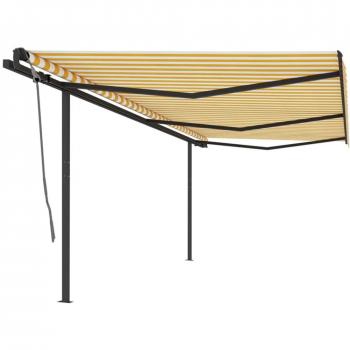 Toldo retráctil automático Día y Noche con postes amarillo y blanco 6x3 m