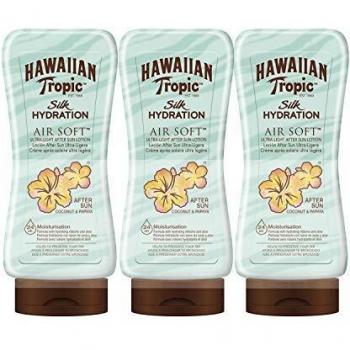 Hawaiian Tropic Silk Hydration - After Sun Prolongador del Bronceado Hidratante & Ultra Ligero Aloe Vera, Coco y Papaya - Pack 3 x 180ml