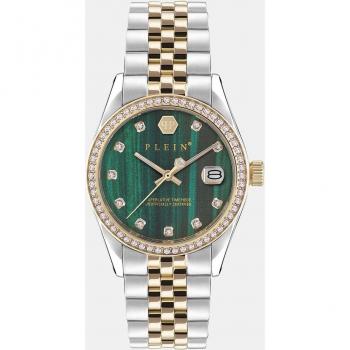 Ladies Philipp Plein Date Superlative Digital Steel Watch 34mm Bicolor Green
