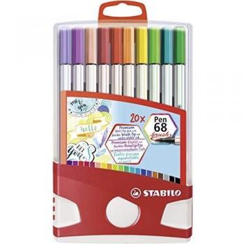 STABILO Pen 68 brush Rotulador punta de pincel - Estuche Colorparade con 20 colores