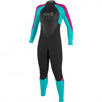 2017 O'Neill Ladies Epic 4/3mm Back Zip GBS Wetsuit BLACK/AQUA / BERRY 4214 Ladies Sizes - UK 6