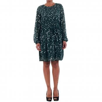 Vero Moda Vestido Mujer L Verde Oscuro 10198236 VMDIVIA Dot LS Short Dress FD Green Gables/Silver Dot