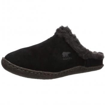 Sorel NL1612 - Pantuflas de cuero para mujer, Negro