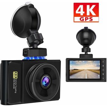 AWESAFE 4K GPS Cámara de Coche Dashcam con Full HD 170 Ángulo, Cámara para Coche con Soporte Magnético con G-Sensor, Detección de Movimiento, Grabación en Bucle y Visión Nocturna