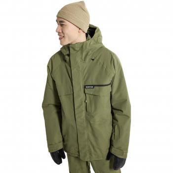 Burton Covert 2.0 Chaqueta con capucha verde y marrón, tamaño M, características: impermeable, transpirable, aislante térmico, ajuste regular, bolsillos frontales con cremallera y bolsillo para el forfait