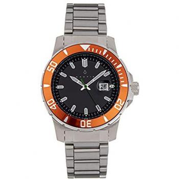 Nautis Admiralty Pro 200 Men's Deep Diving Quartz Watch with Date - Orange Stainless Steel Bracelet