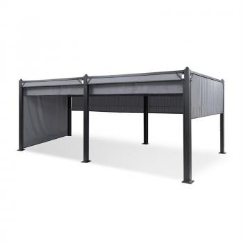 Pabellón Blumfeldt Pantheon 3x6m con Techo Retráctil, Laterales de Poliéster y Protección UV - Gris Oscuro