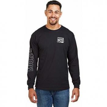 Marvel Comics Logo Camisa Manga Larga, Negro