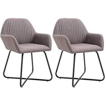 Taupe Fabric Dining Chairs Set of 2