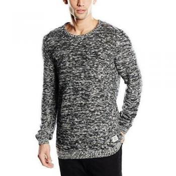TOM TAILOR Denim snowy slub crew neck sweater/512-suéter Hombre    Negro