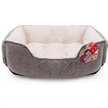 Rosewood Medium dog bed for medium dogs,machine washable, super soft and cosy truffle bed with luxury cream plush, truffle and cream, 61 x 46 x 20cm