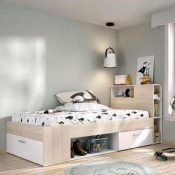 Cama nido compacta Lanka en tonos naturales y blanco de 95x217x97 cm