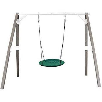 Columpio Nido de Verano AXI con Estructura de Madera Gris y Blanco - 100 cm para Jardín
