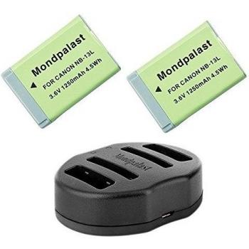 Mondpalast @ 2x Reemplazo Baterías NB-13L NB13L nb13l 1250mAh + 1x USB Cargador Doble para Canon PowerShot G7X PowerShot SX720 HS sx720 hs G7X G7 X G5X G9X G5 X G9 X , no para G7X mark II