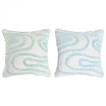 Cojín Home ESPRIT Azul Blanco Verde 40 x 5 x 40 cm (2 Unidades)