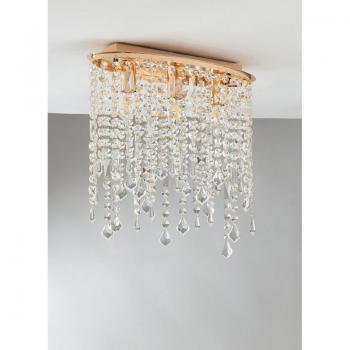 Plafón Design Breeze 3 bombillas Cristal, metal, K9 Oro - Plafón Dorado, Cristales K9 40x36cm - Fan Europe