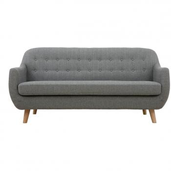 Sofá nórdico de 3 plazas desenfundable gris claro y madera YNOK
