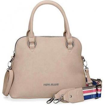 Pepe Jeans Eva Bolso Beige 27x22x12 cms Piel Sintética
