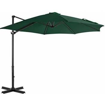 vidaXL Sombrilla Voladiza Poste de Aluminio Verde 300 cm Parasol Toldo Jardín