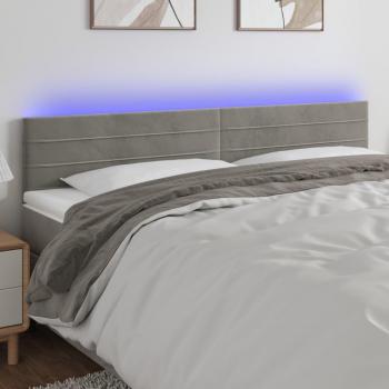 Cabecero Led de Terciopelo Gris Claro 160x5x78/88 cm