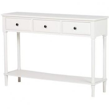 Consola de Madera Blanca 110x30x75 cm - Mueble de Recibidor y Estantería ADDA HOME