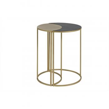 Mesa auxiliar de metal lacado negro y dorado TOSCANE de MILIBOO