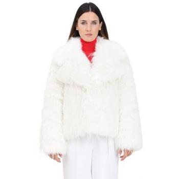 Pinko Novaro Women's White Faux Fur Jacket, Size S
